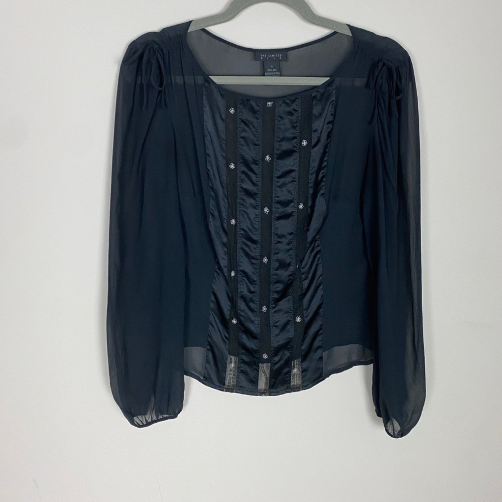 The Limited Silk Sheer Blouse Small Embroidered Lace Goth Victorian Ethereal